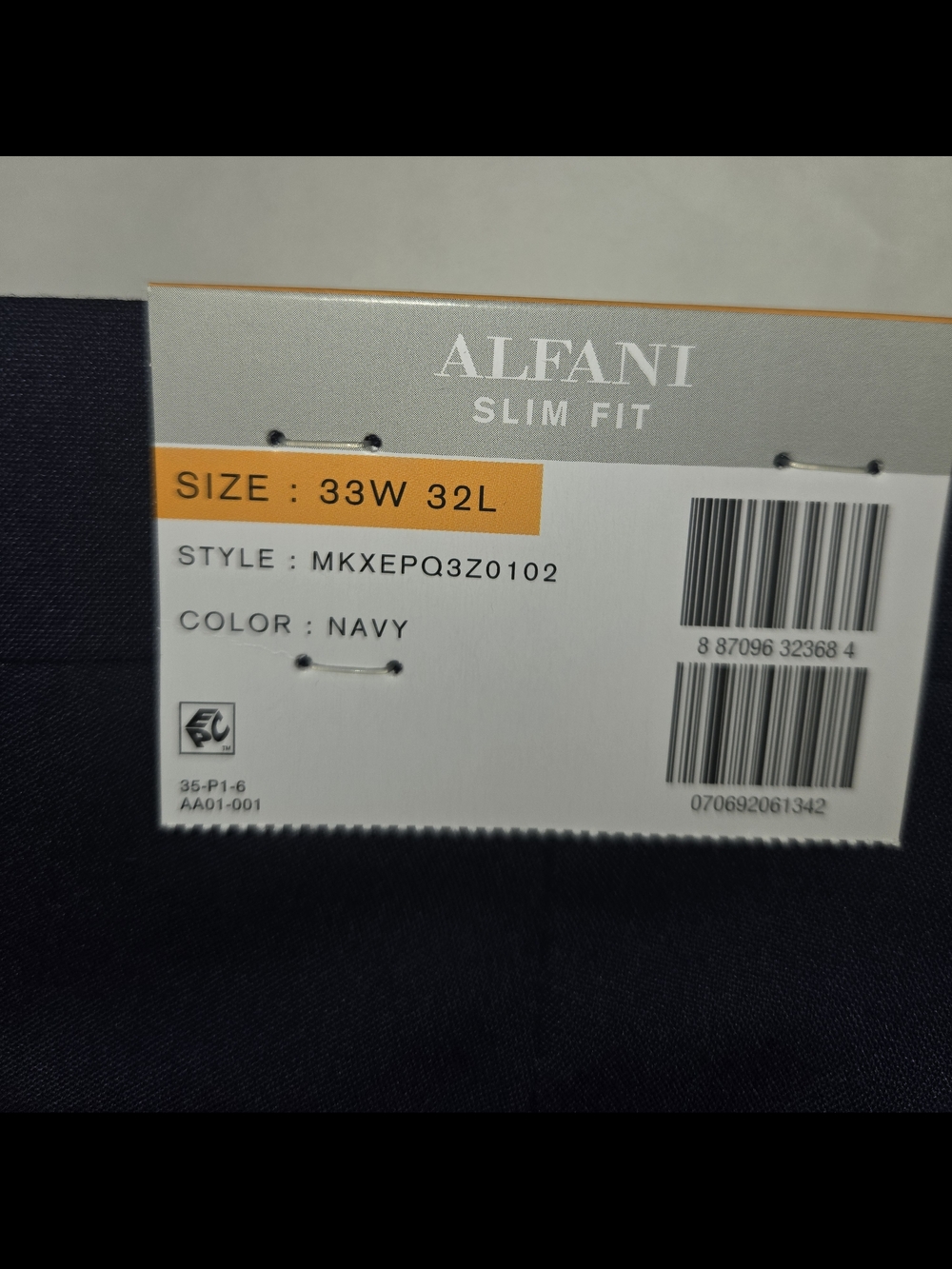 Alfani Men's Dark Navy Stretch Dress Pants 33 W 32 L NWT - Picture 4 of 9
